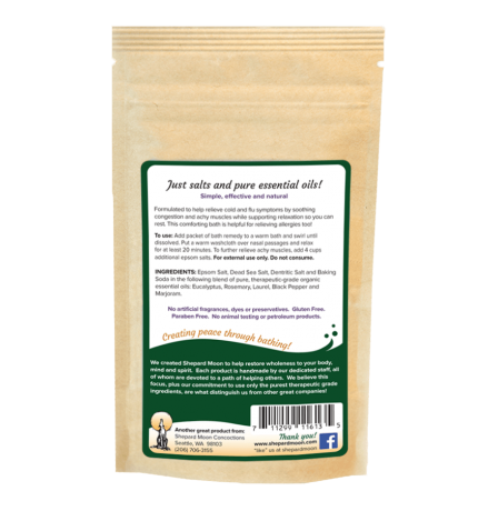 Cold and Flu Bath Remedy 4 ounce pouch back